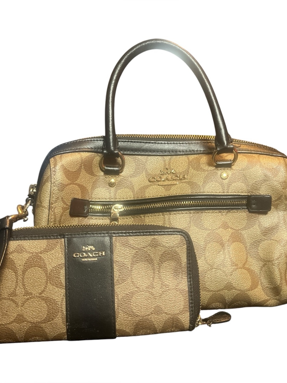 Coach Rowan Satchel and Matching Wallet in Signature Canvas and Black